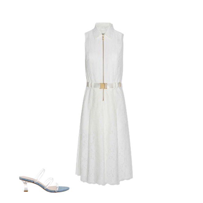 white dress with gold zipper Calvin Klein White Dress W/ Accent Gold Zippers Size 2