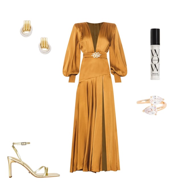 green emerald velvet dress Women's Carmen Maxi Dress Gold in Size XL by Outcast