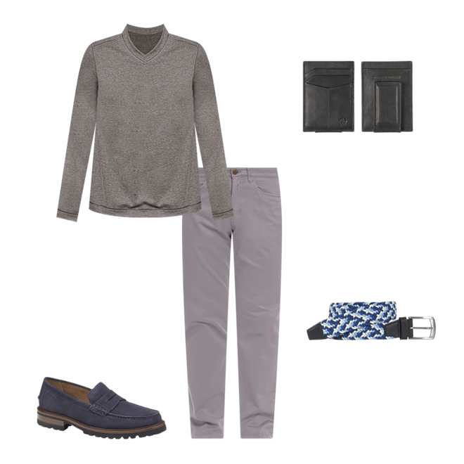 Men's Five-Pocket Pants in Light Gray | Johnston & Murphy