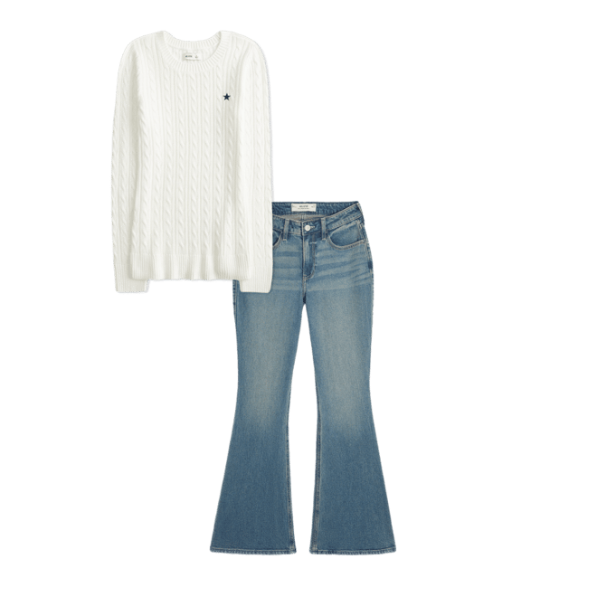 Cable-Knit Star Crew Sweater