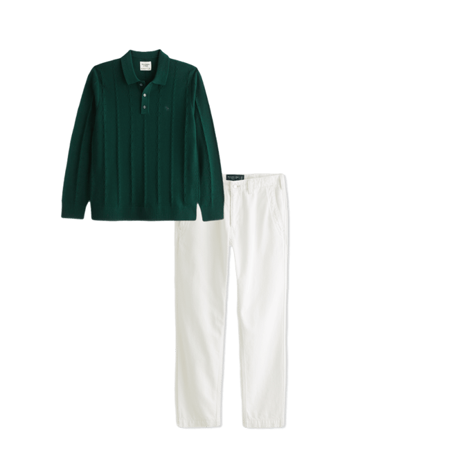 Langärmliges 3-Knopf-Pullover-Polo mit Symbol