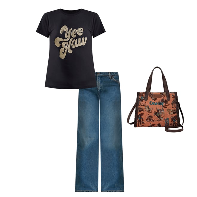 Women's Wrangler Graphic Shrunken Tee in Black Beauty