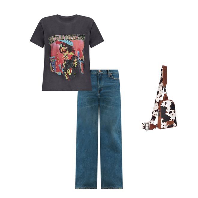 Women's Neon Graphic Tee in Faded Black