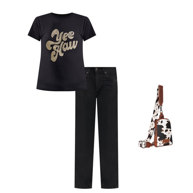 Women's Wrangler Graphic Shrunken Tee in Black Beauty