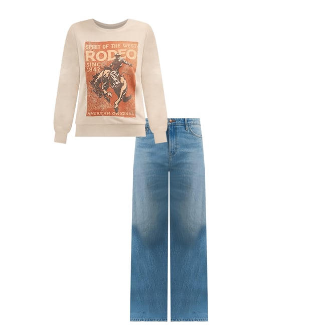 Women's Wrangler Graphic Crew Sweatshirt in Cement