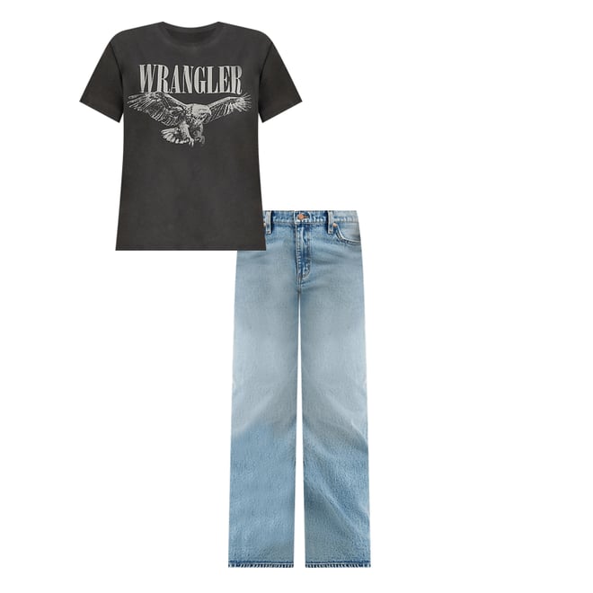 Women's Logo Eagle Graphic Tee in Faded Black