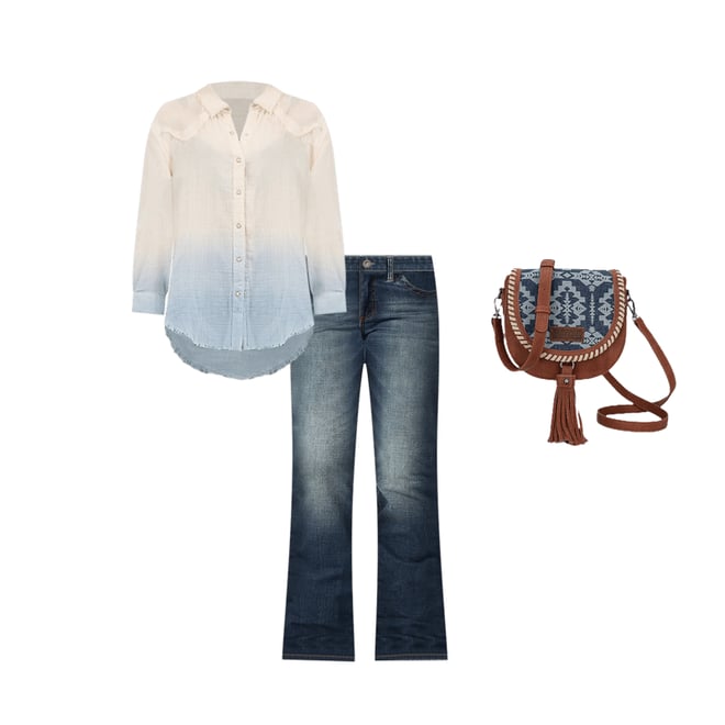 Wrangler x Lainey Wilson Gauzy Dip-Dye Western Snap Shirt in Dip -Dyed
