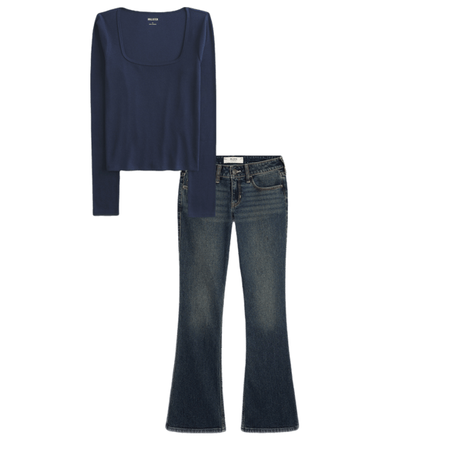 Long-Sleeve Square-Neck Top