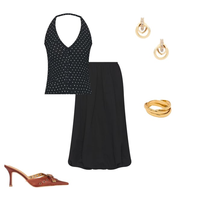 LIONESS Brat Halter Top in Onyx Polka REVOLVE