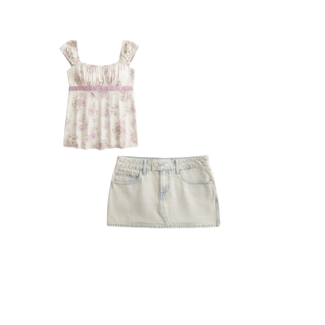 Low-Rise Denim Mini Skort
