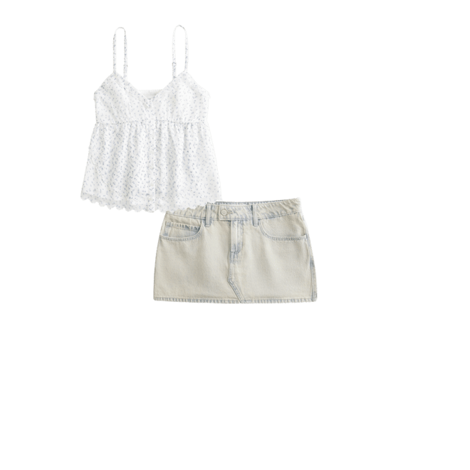 Low-Rise Denim Mini Skort