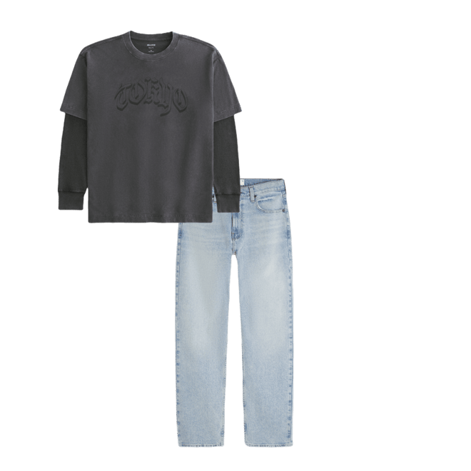Boxy Layered Thermal Tokyo Graphic Shirt