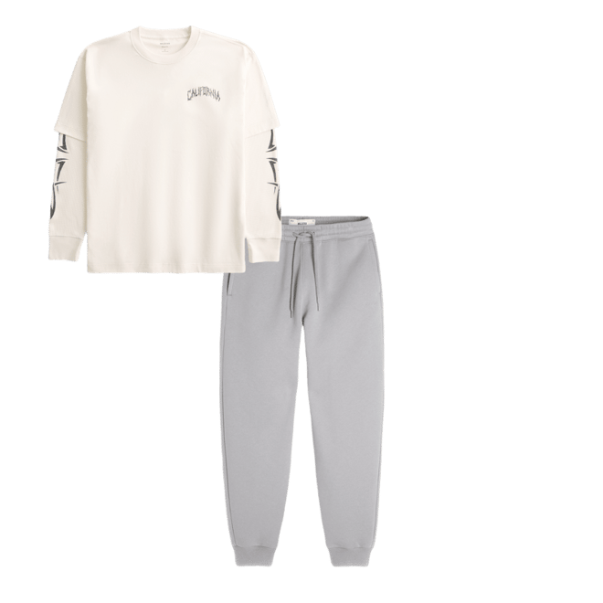 Boxy Layered Thermal Graphic Shirt