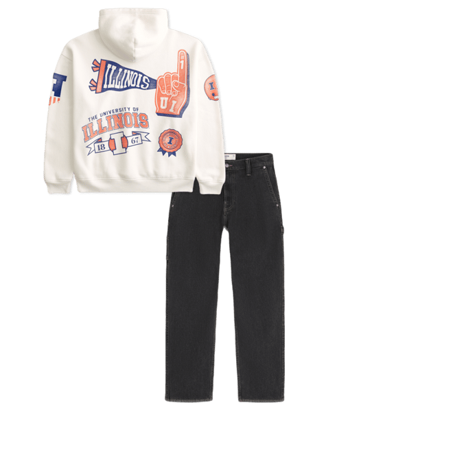 Boxy University of Illinois Fighting Illini Graphic Hoodie