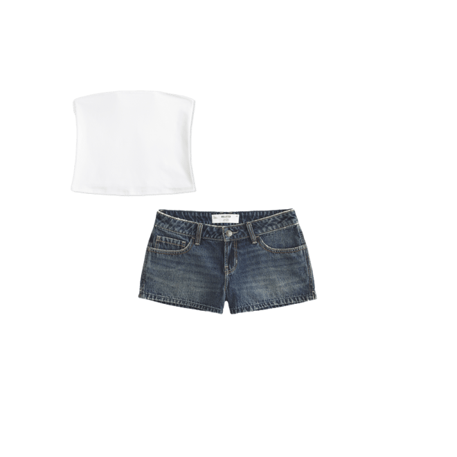 Low-Rise Dark Wash Denim Mini Shorts