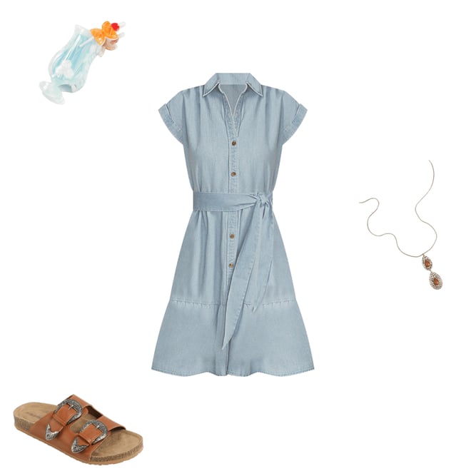 Denim Tie Waist Short Sleeve Shirt Dress