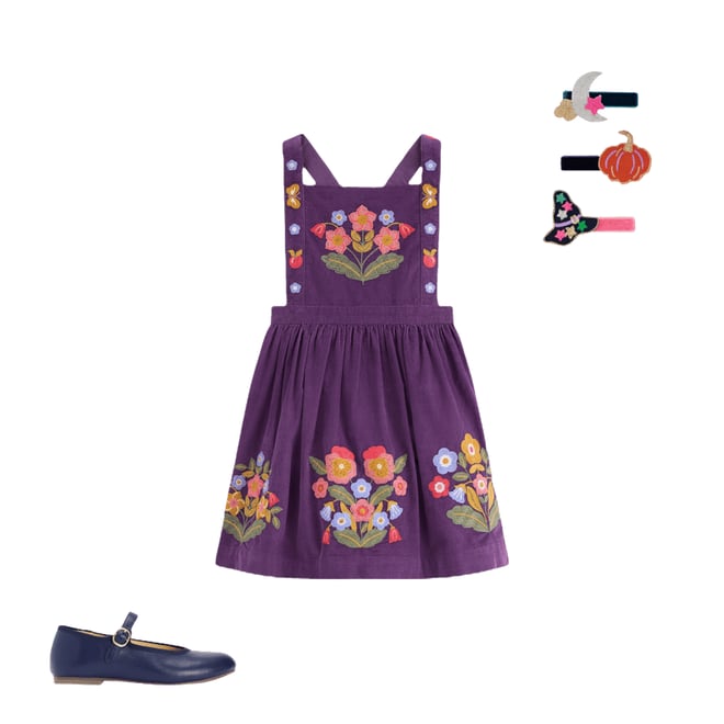 Embroidered Pinafore Dress-Mystic Purple Embroidery | Boden UK