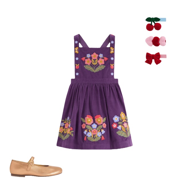 h*)様 URSINA EMBROIDERED PINAFORE 7-9y Embroidered Pinafore Dress