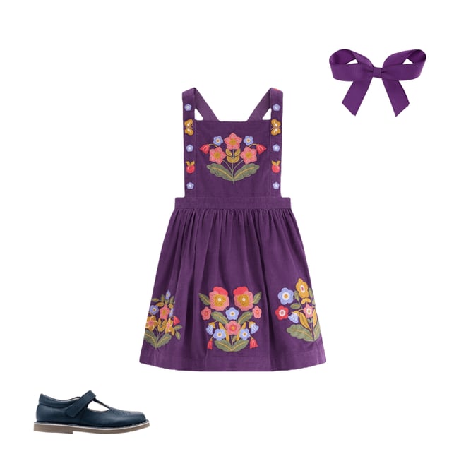 Embroidered Pinafore Dress-Mystic Purple Embroidery | Boden USA