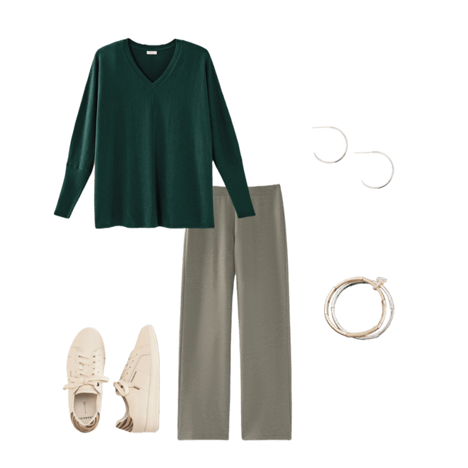 Pure Jill Ribbed-Cuffs V-Neck Pullover | JJill