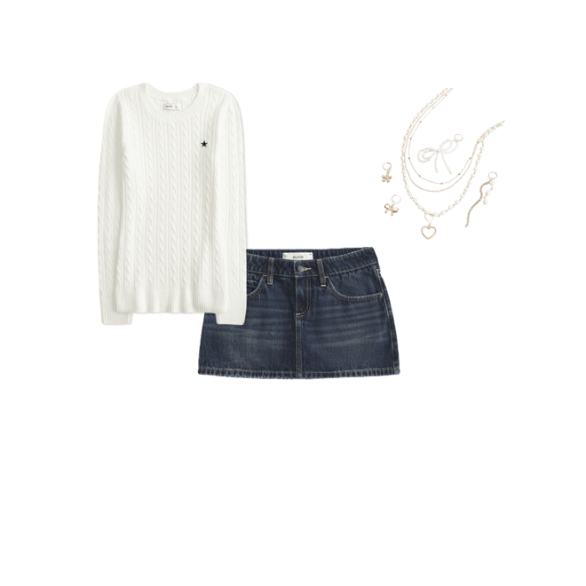 Cable-Knit Star Crew Sweater