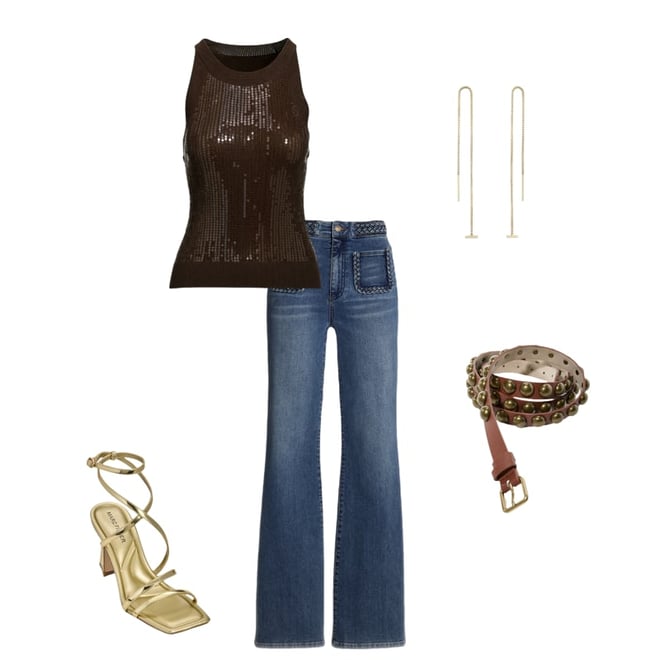 Double Wrapped Studded Belt Brown