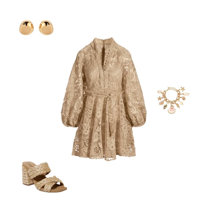 Paisley Lace A Line Boho Dress Cream