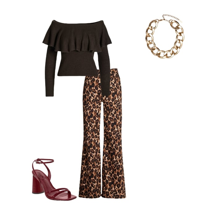 Off The Shoulder Ruffle Sweater Safari Brown
