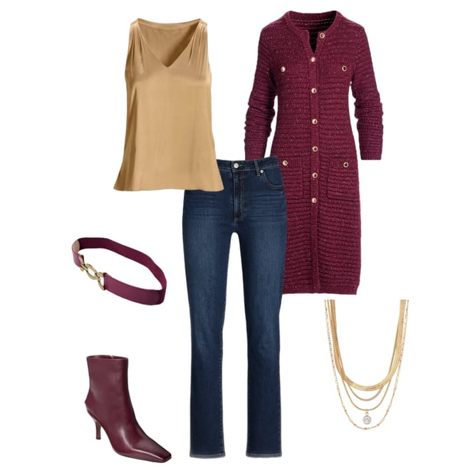 Chain Link Elastic Waist Belt Wine