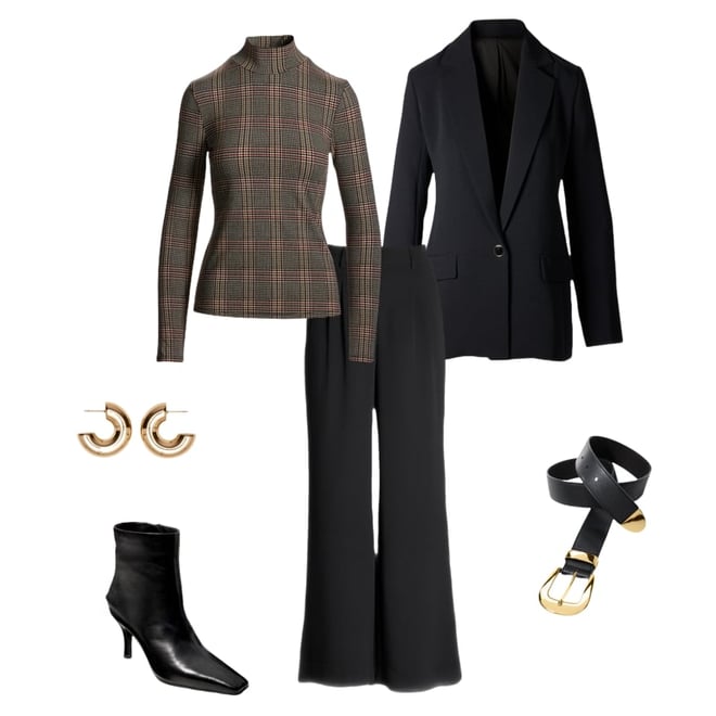 Long Sleeve Printed Turtleneck Proper Plaid