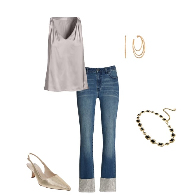 Nikki V-Neck Charmeuse Blouse Gray