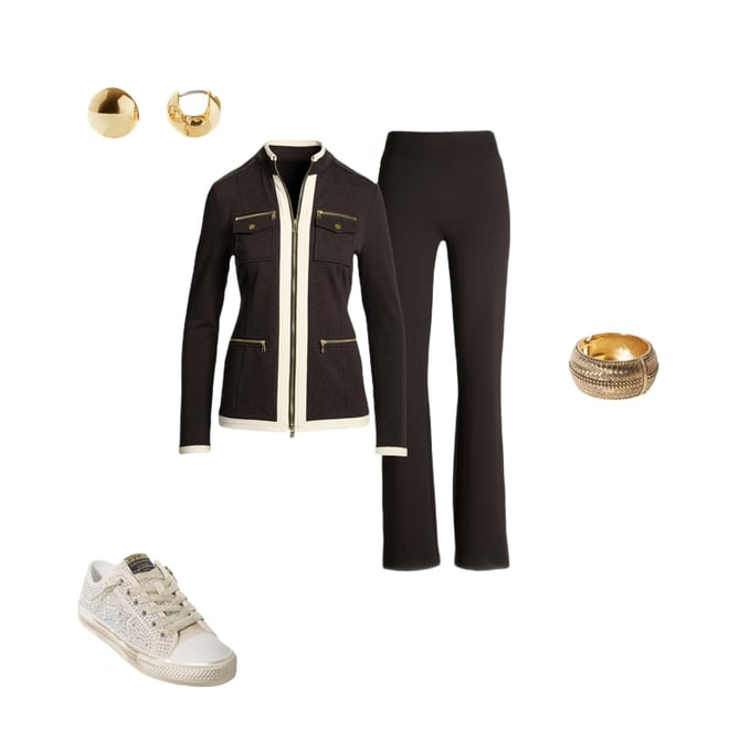 Chic Zippered Sport Coordinate Set Olive Night