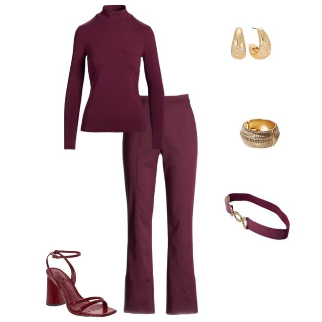 Newport Modern Slim Straight Side Slit Trouser Pant Black Cherry