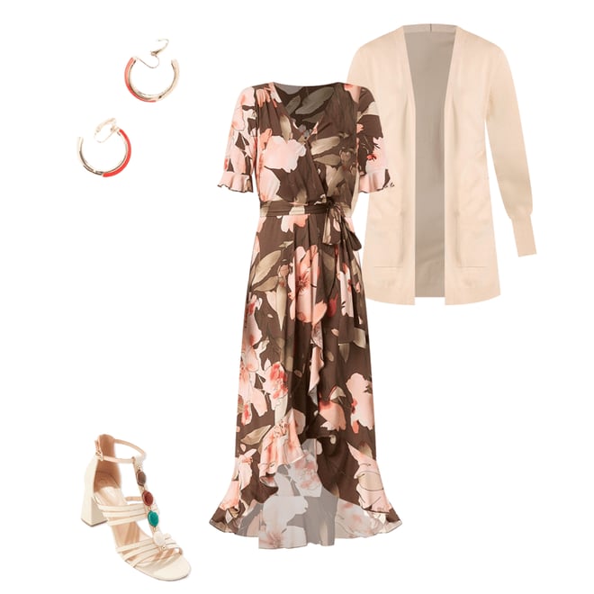  Cato Fashions | Cato Blush Floral Flounced Hem Dress
