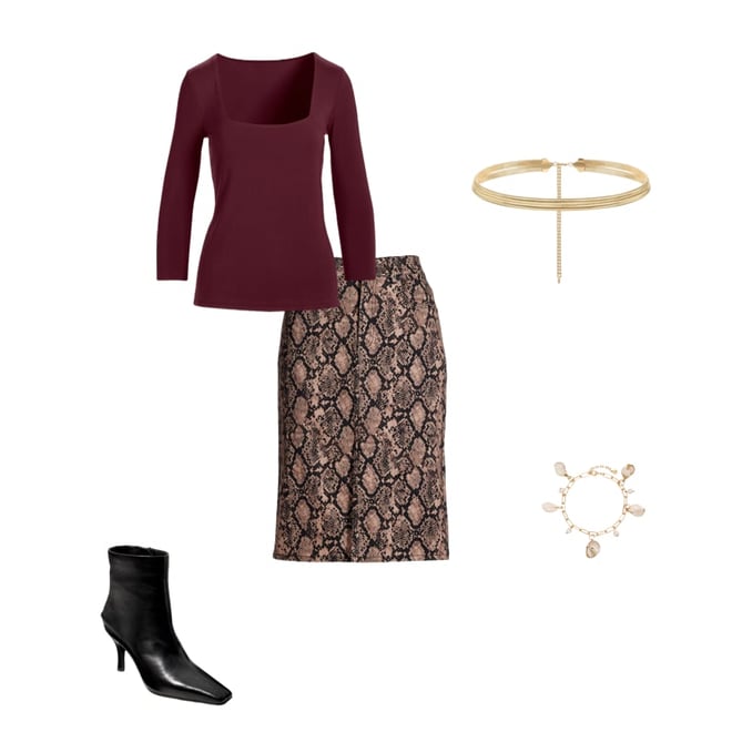 So Effortless Square Neck Three Quarter Sleeve Top Black Cherry