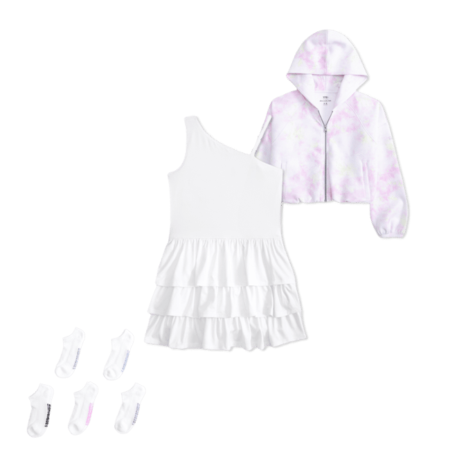 ypb asymmetrical ruffle mini dress