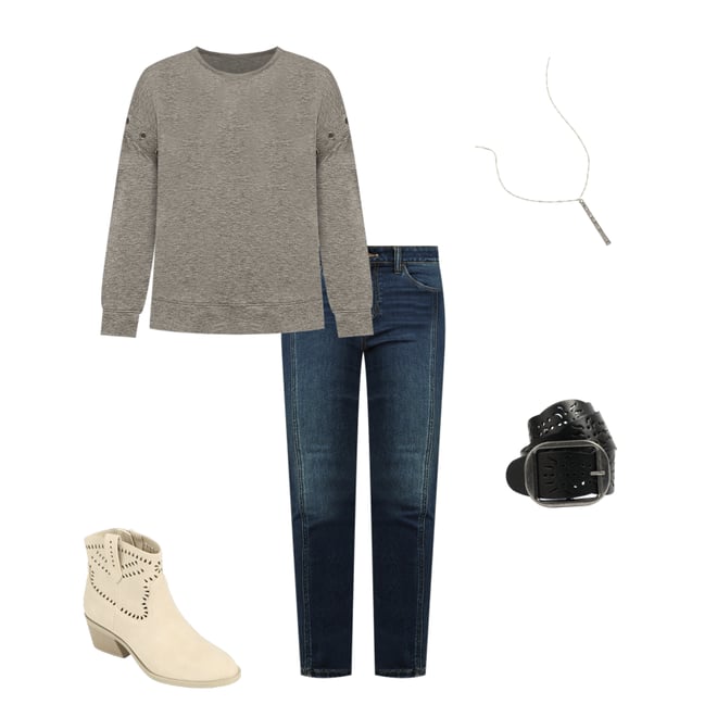Grommet Shoulder Long Sleeve Tee