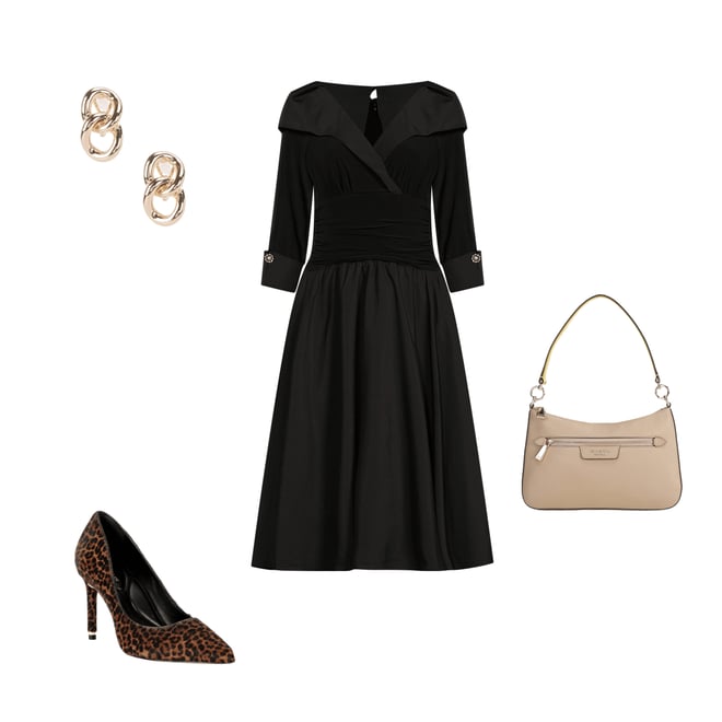 Jessica Howard Jersey Taffeta 3/4 Sleeve Portrait Collar Ruched A