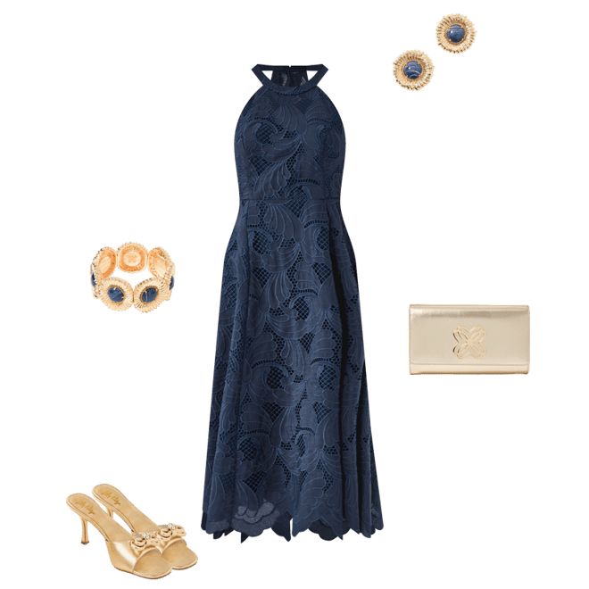 Denise Lace Halter Midi Dress