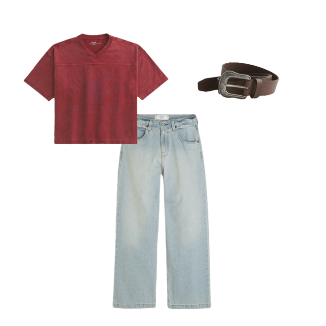 Heavyweight Baggy Crop Varsity Graphic Football Tee