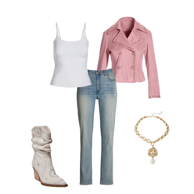 Faux Suede Whipstitch Detail Double Breasted Jacket Blush