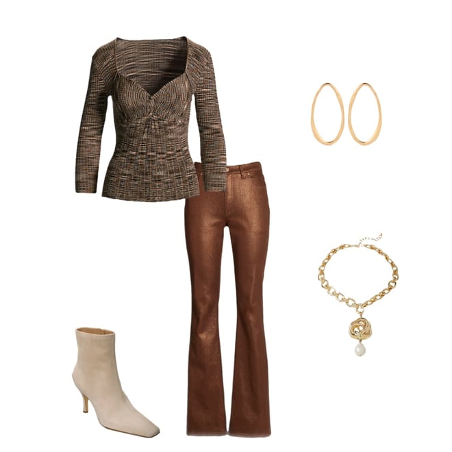 Marled Three Quarter Sleeve Sweater Brown Multi