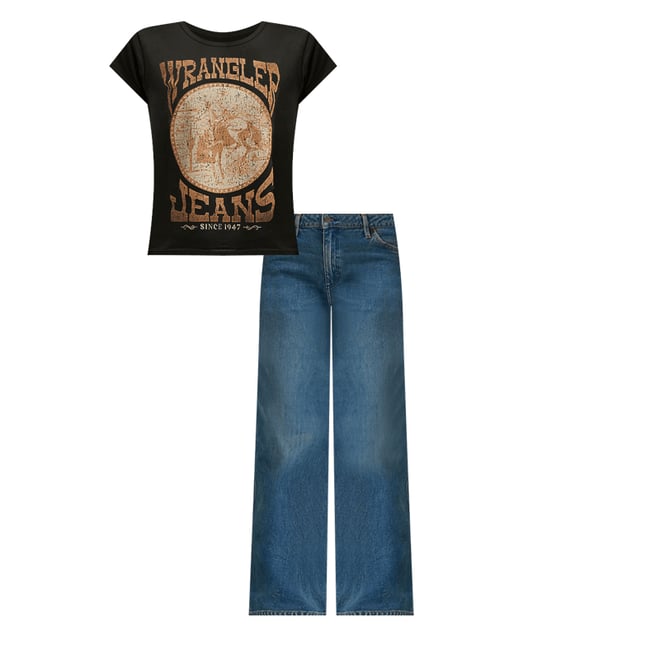 Women's Worldwide Mid Rise Wide Leg Jean in Drifters Dream