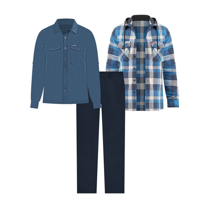 Men's Hooded Shirt Jacket in Blue Nights