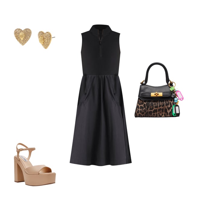 Steve Madden Berlin Mock Neck Half Zip Sleeveless Midi Dress