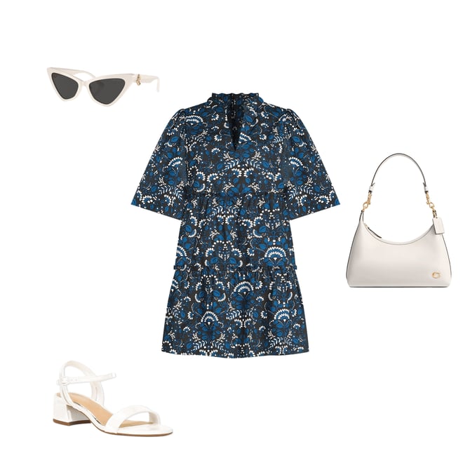 Sugarlips Etta Floral Dixie Ruffle Split V-Neck Short Sleeve