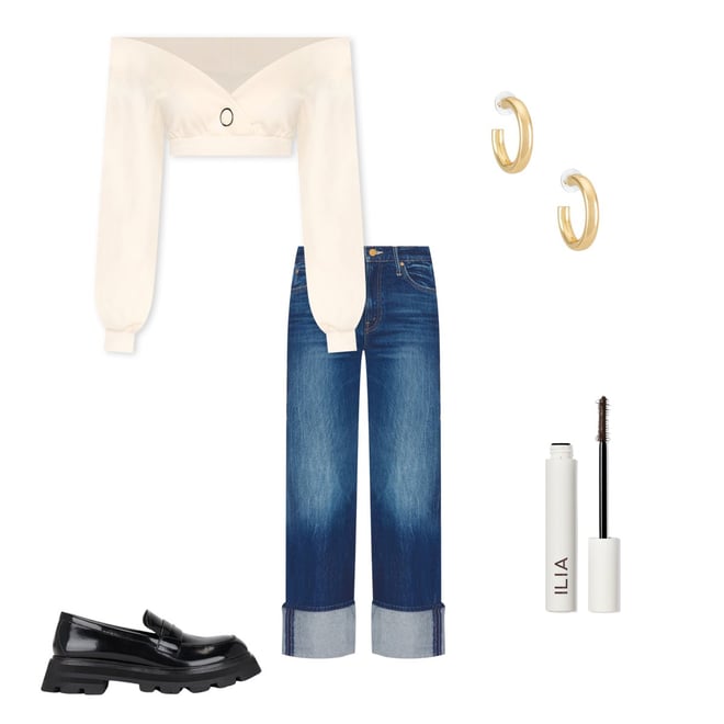 MOTHER The Checkerboard Duster Flood Cuff Jeans in Bunny Hop