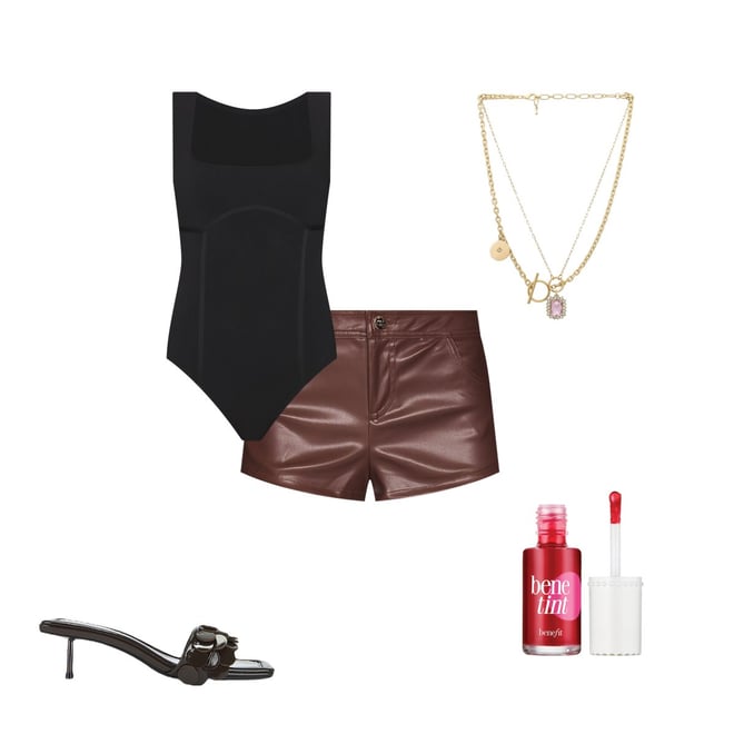 superdown Gianna Faux Leather Shorts in Brown | REVOLVE