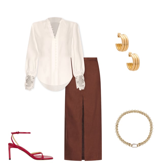 3rd bundle featuring 4 items which compliment Ava Lace Cuff Blouse