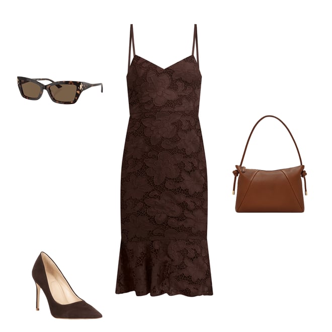 SIENA Lace Sweetheart Neck Sleeveless Flounce Midi Dress